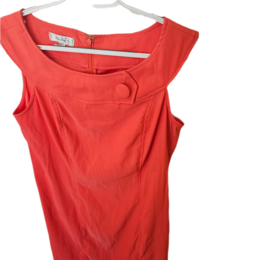 Dressbarn Peach Sheath Dress Sleeveless Bateau Neckline-retro- Vintage 70s Style